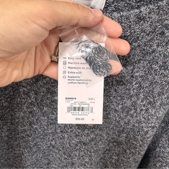 NWT Croft & Barrow Men's Charcoal Crewneck Sweater SIZE L - Picture 4 of 7